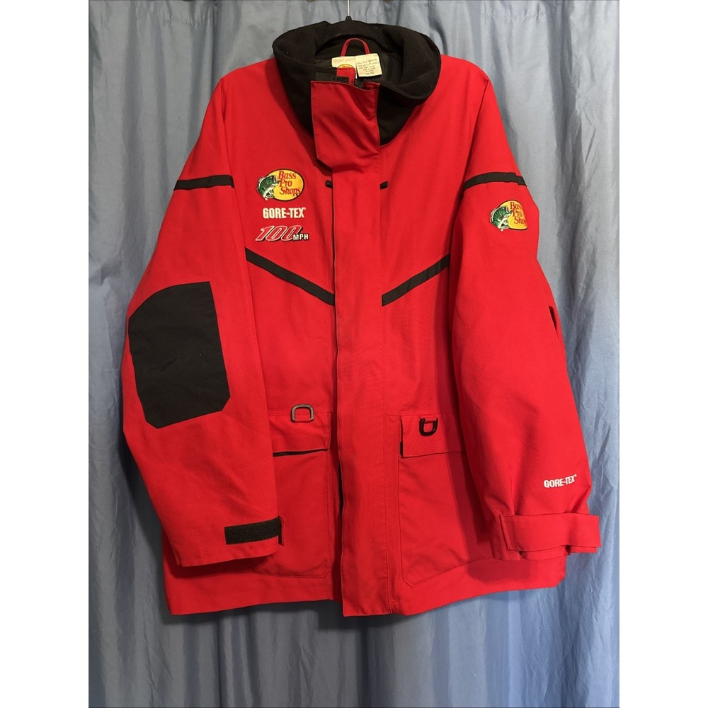 Bass Pro Shops 100 MPH GORE-TEX Fishing Rain Jacket Mens 3XL Red Black